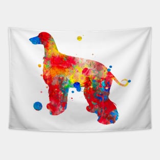 Afghan Hound Watercolor Dog Painting - Red Tapestry