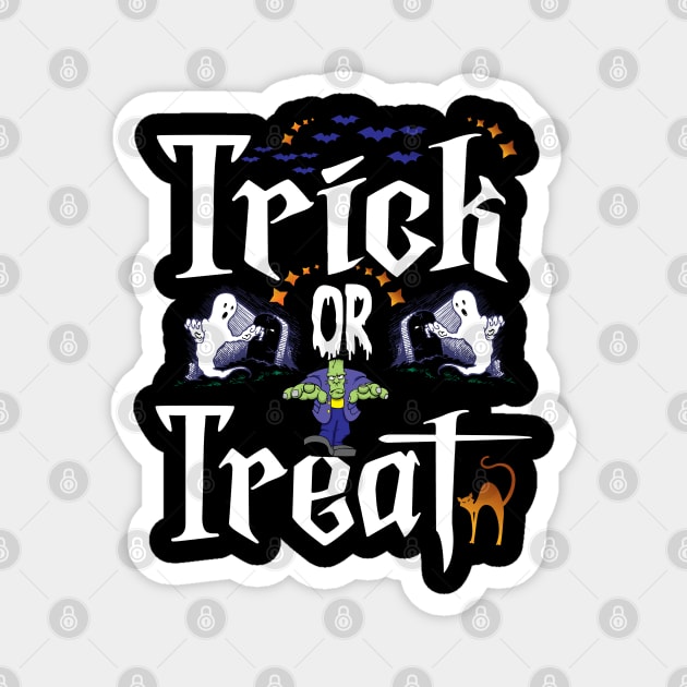 Funny Halloween Trick Or Treat Magnet by Merch Manias