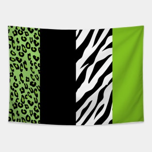 Leopard Print, Zebra Print, Animal Print, Green Tapestry