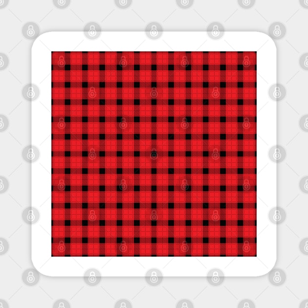 red and black Tartan Plaid Pattern Magnet by teezeedy