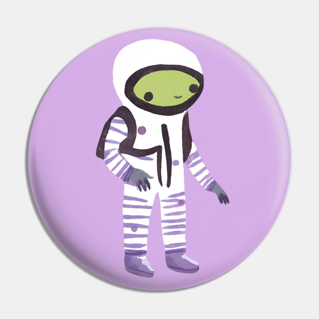 Cute Watercolor Alien Astronaut Pin by FarmOfCuties