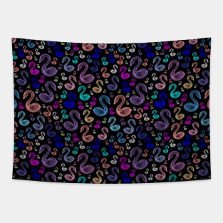 Enchanted Colorful Swans Pattern Tapestry