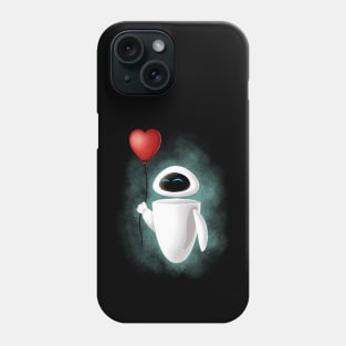 Modern robot with red heart balloon Phone Case