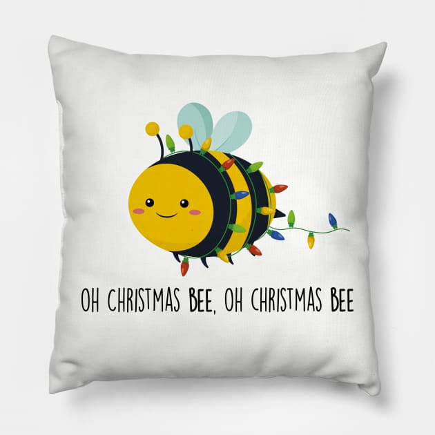 Christmas Bee Cute Bee Pun T-shirt Pillow by Sarah's Simulacrum