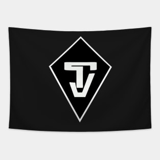 "TJ" Tyler Jones Black and White Logo Tapestry