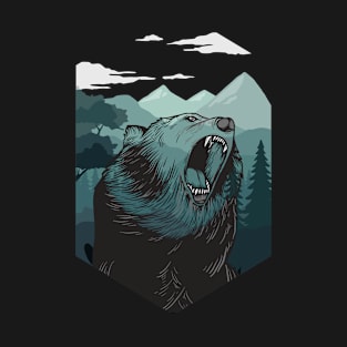 Bear T-Shirt Double Exposure Surreal Wildlife Forest T-Shirt