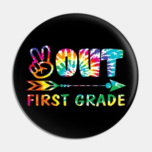 Peace out First Grade Tie Dye Design Matching Gift for First Grade Graduates, Parents and Teachers Pin