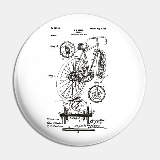 Bicycle Patent Black Pin by Luve