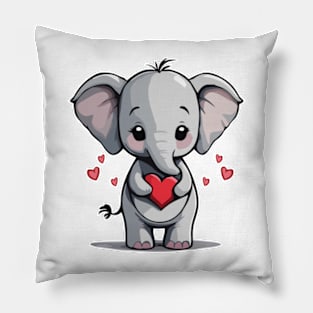 Cute Elephant with Heart for Valentine's Day Pillow