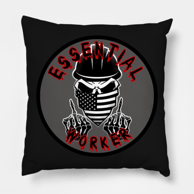 Essential Worker - Middle Fingers Pillow by  The best hard hat stickers 