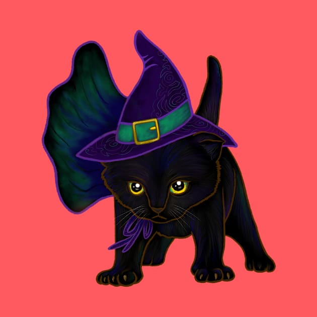 Halloween Kitten Dressed In Witch Costume by Ashley D Wilson