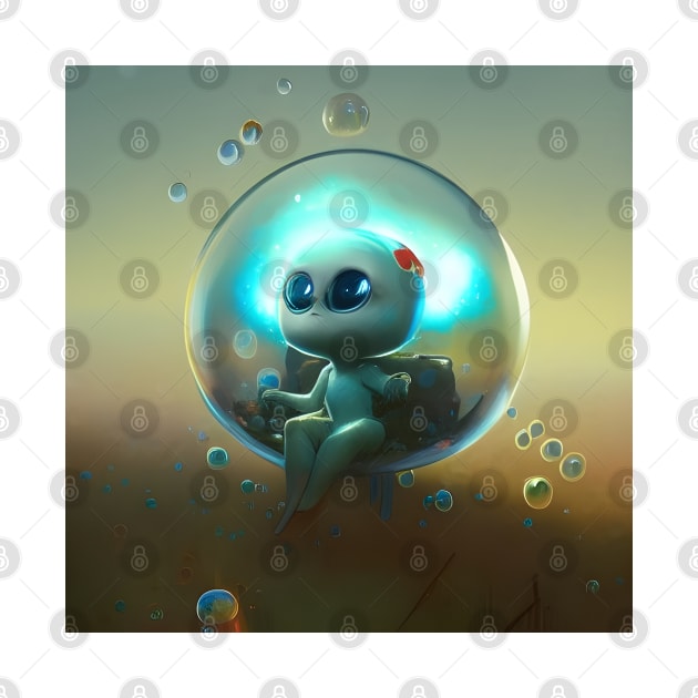 Little Blue Bubble Alien by LyndiiLoubie