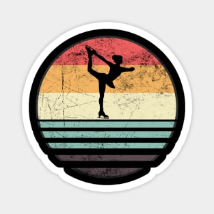 Ice Skater Silhouette - Vintage Sunset Magnet