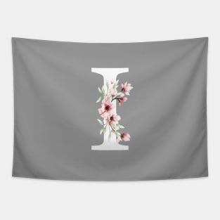 Letter I Monogram With Cherry Blossoms Tapestry