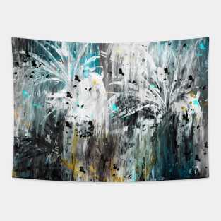 Cyan fireworks abstract Tapestry