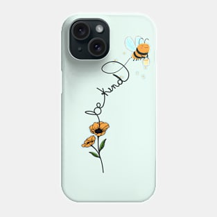 bee kind, bee on flower draw line Phone Case