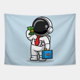 Cute Astronaut Employee With Salary Cartoon Tapestry