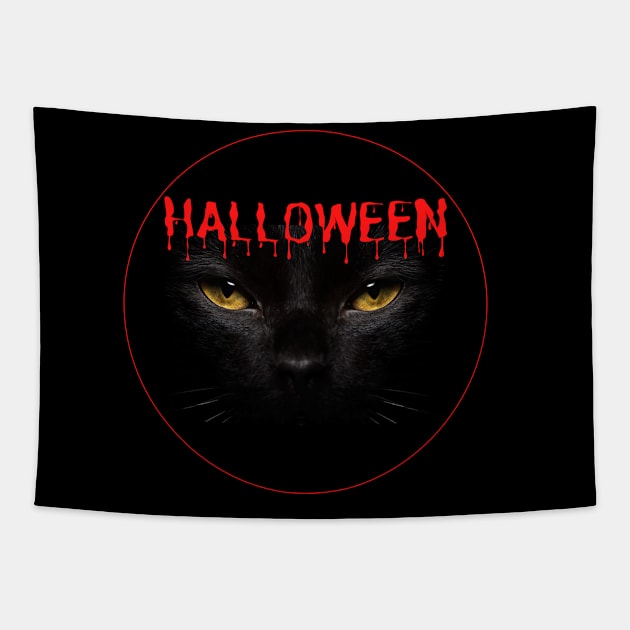 Halloween Black Witch Cat Tapestry by Blumammal