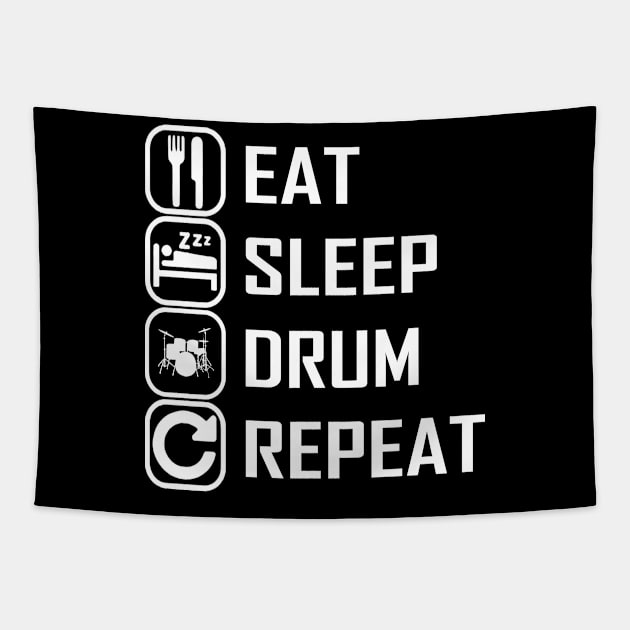 EAT SLEEP DRUM REPEAT Tapestry by BeDesignerWorld