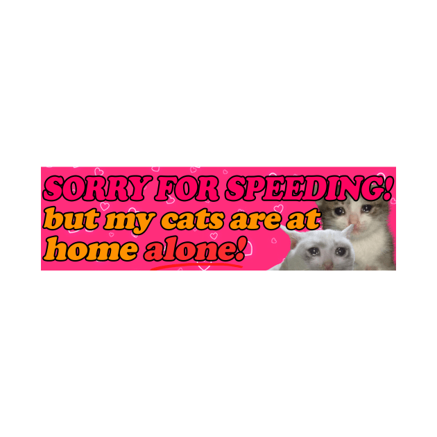 Sorry for speeding! But my cats are at home alone! Bumper Sticker or Magnet | Funny Sticker | Satire | Gen Z Humor by Y2KSZN