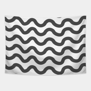 Grey horizontal wavy lines pattern Tapestry