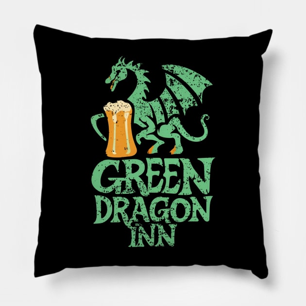 Green Dragon Inn - Typography - Fantasy Pillow by Fenay-Designs