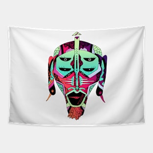 Blue Red Blend African Mask No 11 Tapestry
