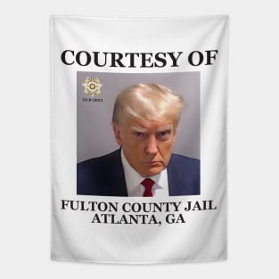 Trump Mugshot Courtesy of Fulton county Jail Tapestry