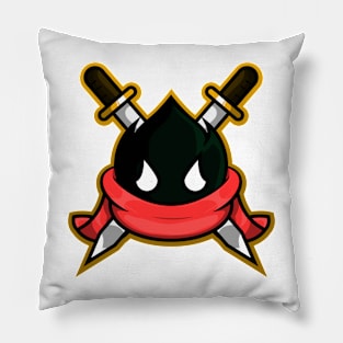 black monster knight sword with red scarf vector character Pillow