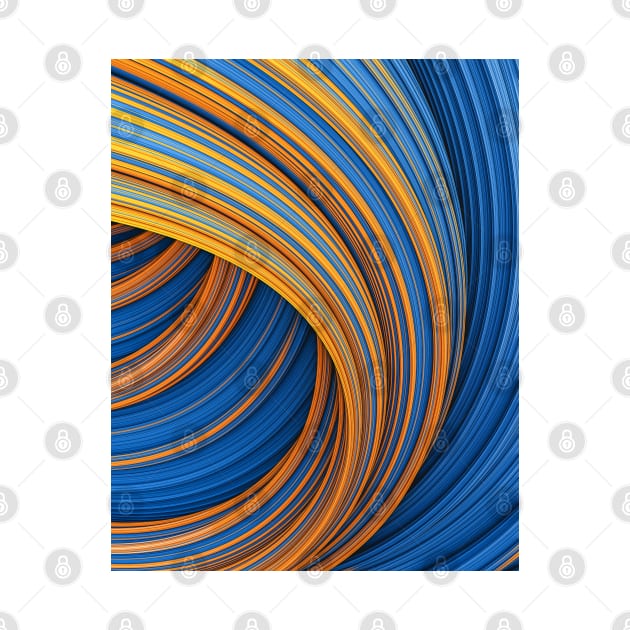 Fountain Flux Orange and Blue Abstract Wave Minimal Artwork by love-fi