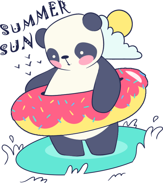 Panda summer sun Kids T-Shirt by ArtStyleAlice