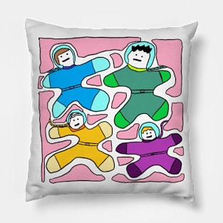 Astronauts Caught by Liquid Monster on the Pink Planet Pillow