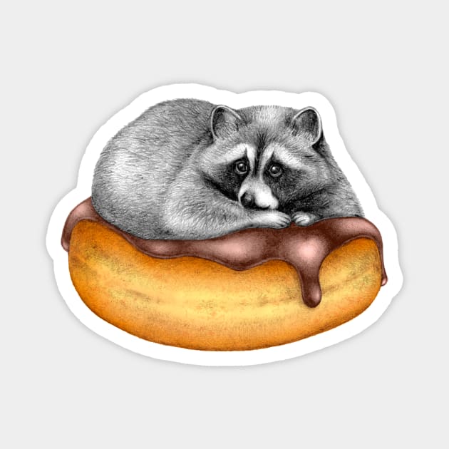 Doughnut Addicted Trash Panda Magnet by PerrinLeFeuvre