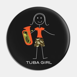 Funny Womens Tuba Girl Pin