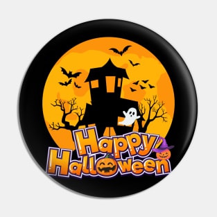 Halloween haunted house with ghost Pin