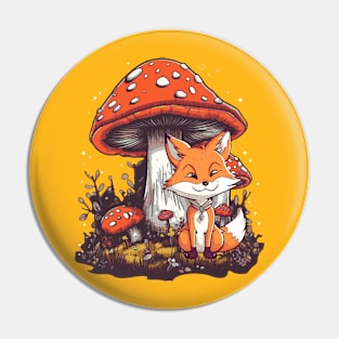 Fox under mushrooms Pin