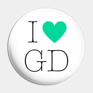 I love GD G-Dragon Big Bang Kpop Design Green Pin