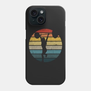 Lifting Weights Silhouette On A Distressed Retro Sunset product Phone Case