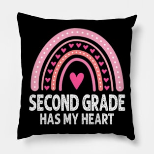 2nd Second Grade Has My Heart Rainbow Valentines Day Teacher Pillow