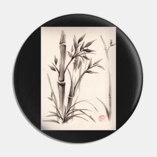 Bamboo Garden:   Sumi-e Bamboo Ink Wash Painting by Rebecca Rees Pin