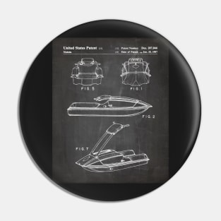 Jet Ski Patent - Watersports Lake Beach House Art - Black Chalkboard Pin