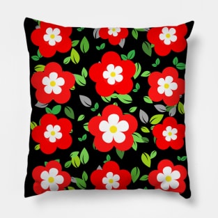 Red and white floral pattern Pillow