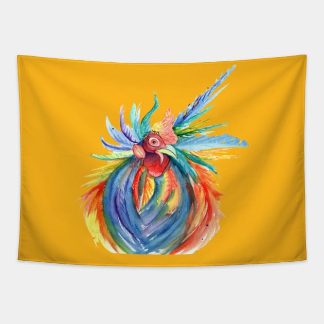 Crazy Kauai Rooster Tapestry by KauaiArtist