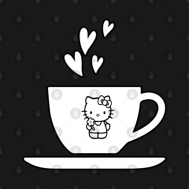 lovely kitty cat, Funny coffee cup, coffee lovers gift, coffee gift, coffee cozy, birthday, cafeteria’s stickers, fashion Design, restaurants and laptop stickers, lovely coffee cup with Kitty cat inside by PowerD