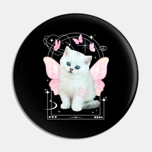 Cute y2k Aesthetic Cat Butterfly Fairy Cyber 2000s Graphic Pin