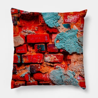 Red brick wall Pillow