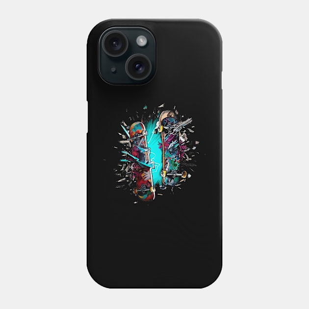 skateboard destroyed Phone Case by enzoart11