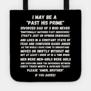 Funny Oddly Specific Divorced Boomer Dad Tote