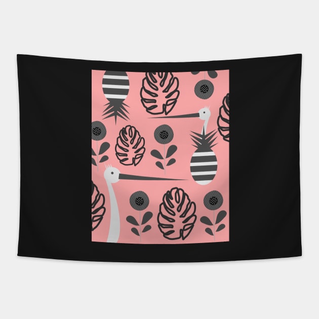 Stork and pineapples Tapestry by cocodes