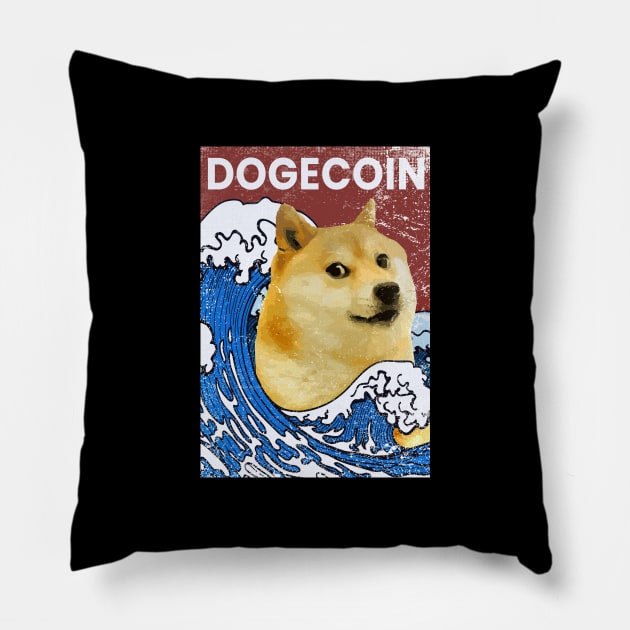 Wave dogecoin Pillow by aldistar